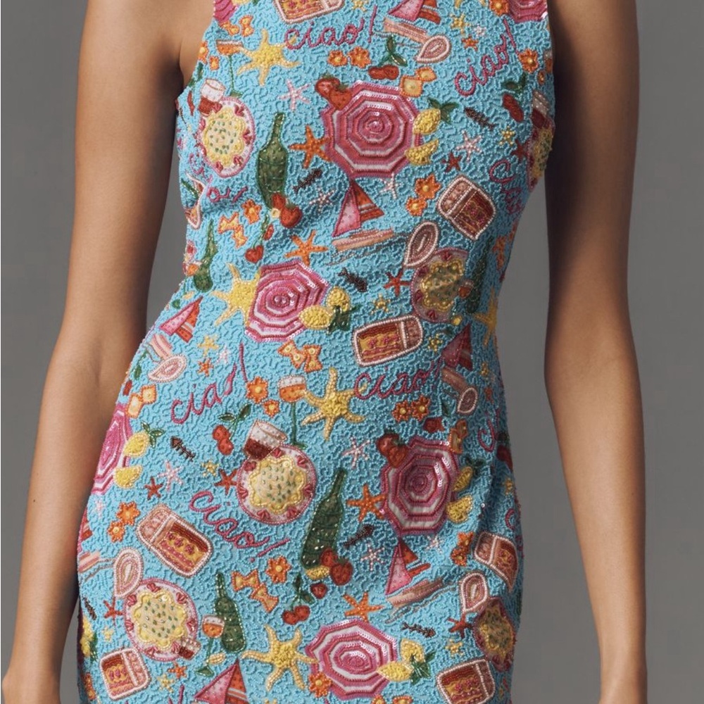 For Love & Lemons “Ciao” beaded mini dress